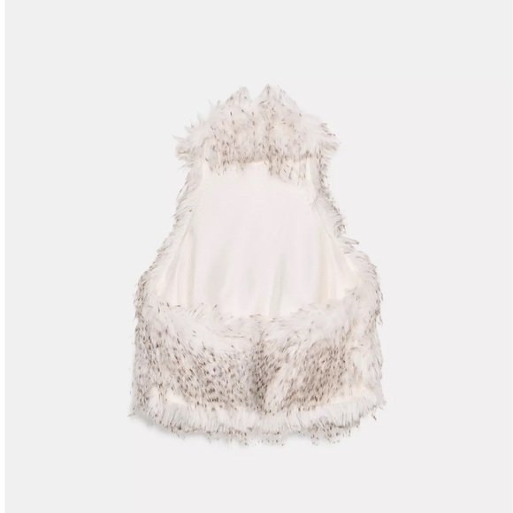 Zara Feathery Halter Crop Top in White and Brown - Picture 10 of 10